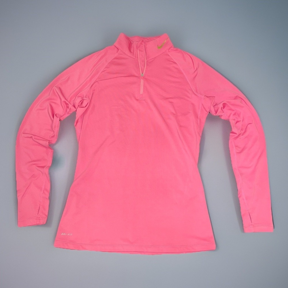 Nike Pro Combat Therma Fit Dri Fit  Pullover Women L Pink 1/4 Zip Thumbhole